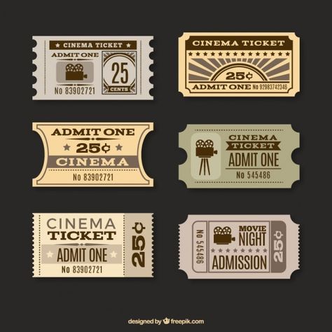 Retro Style Posters, Vintage Ticket, Cinema Ticket, Ticket Design, Retro Horror, Retro Vector, Coupon Design, Cinema Posters, Movie Tickets