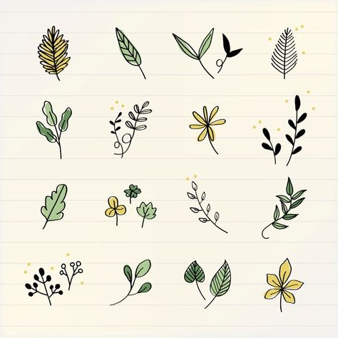 Various leaves doodle collection vector ... | Free Vector #Freepik #freevector #background #pattern #icon #hand Church Doodles, Leaves Doodle, Badge Template, Leaf Drawing, Elegant Business Cards, Bullet Journal Doodles, Flower Doodles, Journal Doodles, Simple Doodles