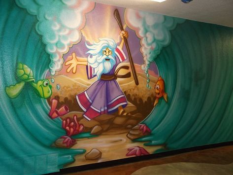 Retta Baptist Church | Airbrush Design & Muraling | Worlds of Wow! | Flickr Childrens Ministry Room, Sunday School Classroom Decor, Childrens Ministry Decor, Church Nursery Decor, Kids Church Rooms, Kids Church Decor, Airbrush Design, Church Wall Art, Sunday School Classroom