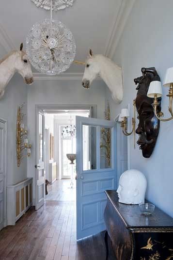 Unicorn Taxidermy, Western France, 1950s Furniture, Blue Green Paints, Dream Nurseries, Antique Chairs, French Chateau, House Entrance, Best Photographers