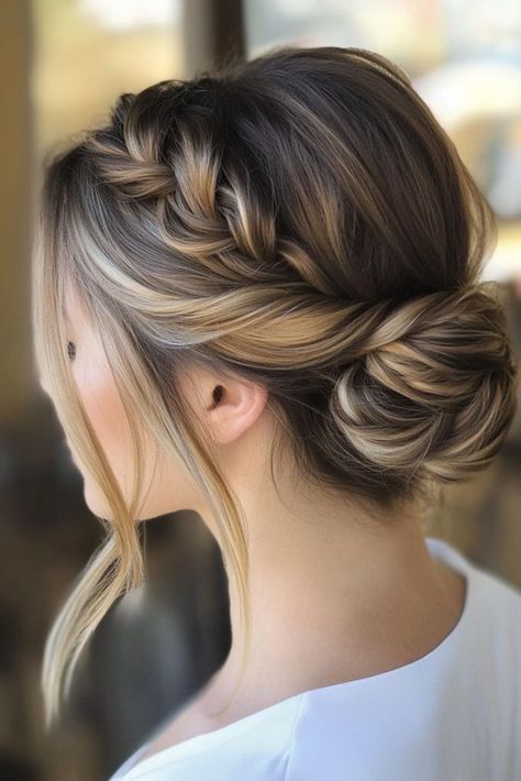 20  Stunning Medium-Length Formal Hairstyles to Elevate Your Look - WomenSew Hairstyle For Semi Formal Event, Low Bun Wedding Hair Face Frame, Medium Length Updos For Wedding, Cute Wedding Hairstyles For Medium Hair, Bridesmaid Updo Shoulder Length Hair, Medium Hair Formal Hairstyles, Brown Hair Bridesmaid Hairstyles, Med Length Hairstyles For Wedding, Gala Hairstyles Medium Length Half Up