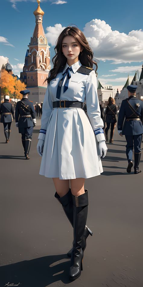 Military School Uniform, Chinese Fancy Dress, Uniform Style, Military School, Beautiful Dresses Short, Military Outfit, Girls Uniforms, Curvy Women Jeans, Asia Girl