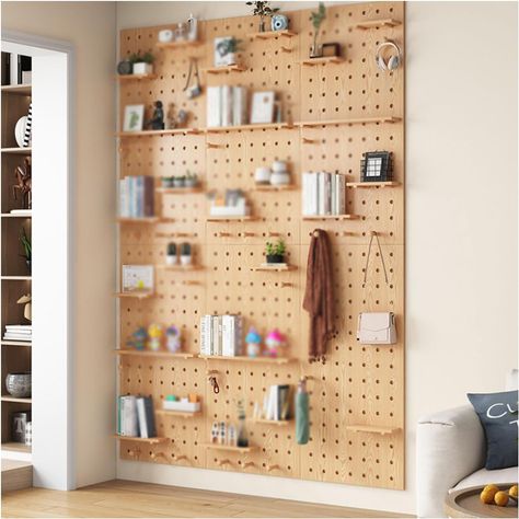 ALIGMA Wooden Pegboard Wall Mounted Display Storage Pegboard Panel Kit Wall Organizer For Home Office Garage (Color : Style 1, Size : 60x120cm/23.6x47.2in) Office Display Wall, Storage Pegboard, Wooden Pegboard, Pegboard Wall, Home Office Garage, Garage Office, Office Gym, Office Garage, Boys Rooms