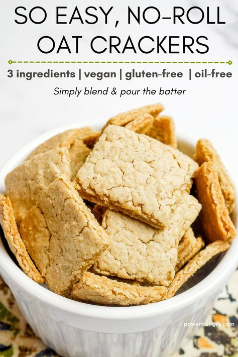 Oat Crackers, Oat Flour Recipes, Healthy Crackers, Gluten Free Crackers, Homemade Crackers, Vegan Crackers, Vegan Bread, Cracker Recipes, Flour Recipes