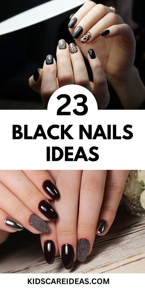 Elegant Black Nails Ideas displayed in various styles. Short Matte Black Nail Designs, Black November Nails, Black Powder Nails, Short Nails Black Design, Black Tie Event Nails, Minimalist Black Nails, Classy Nails Black, Edgy Black Nails, Simple Nail Designs Classy