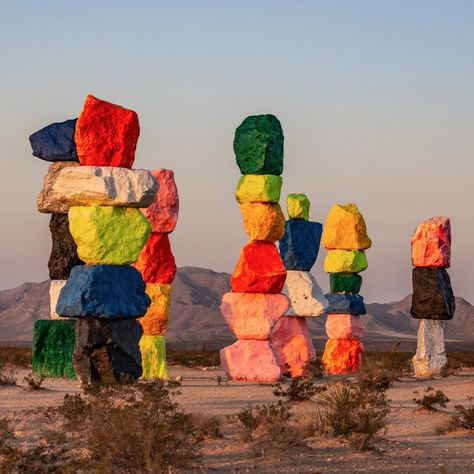 The Story Behind Nevada’s Seven Magic Mountains Fly Geyser, Ugo Rondinone, Seven Magic Mountains, Great Basin National Park, Elephant Rock, Las Vegas Sign, Vegas Sign, California Desert, Valley Of Fire