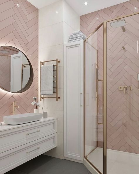 Toilet Renovation, Pink Tile Bathroom, Cosy Bathroom, Pink Tub, Ella Bella, Ensuite Shower Room, Tiles Ideas, Pink Tiles, Ensuite Bathrooms