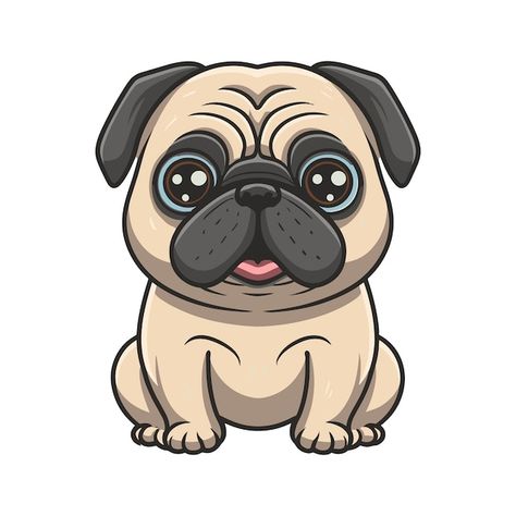 Pug Cartoon, Pug Art, Cartoon Image, Cute Pugs, Cartoon Images, Pug, Premium Vector, Png Images, Graphic Resources