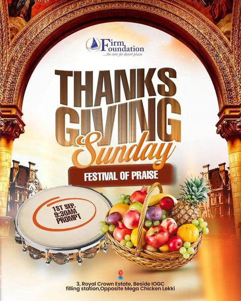 Designs for Thanksgiving service a festival of praise . Using engaging back grounds relating to a church setting as well as resources for music really aided in the presentation of this design . What's your take ❔ . Do well to get THE FLYER DESIGN COURSE DBA 💻🖱️ still at a discounted rate and learn Photoshop and flyer design also don't forget to send a DM 📥 for all you design projects . . . . #graphicdesign #graphicdesigners #graphicdesigner #eflyer #photoshop #photoshopcs6 #photoshopmanipula... Thanksgiving Flyer, Crown Estate, Thanksgiving Service, Desert Places, Learn Photoshop, Thanksgiving Design, Church Design, Design Course, Photoshop Cs6