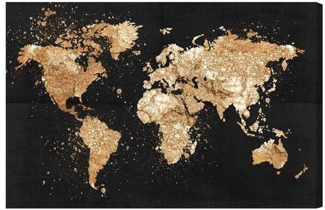 Brayden Studio Mapamundi on the Rocks Night Graphic Art on Wrapped Canvas Gold World Map, Tiny People, World Images, Hanging Paintings, On The Rocks, Landscape Pictures, Laptop Wallpaper, Oliver Gal, Peta