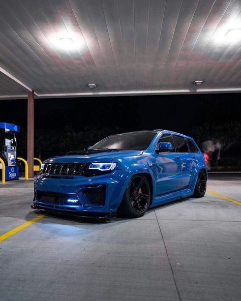 Blue Trackhawk, Jeep Srt Trackhawk Wallpaper, Trackhawk Aesthetic, Quan Trackhawk, Hellcats And Track Hawks, Trackhawk Jeep Custom, Trackhawk Wallpaper, Trackhawk Jeep, Track Hawk