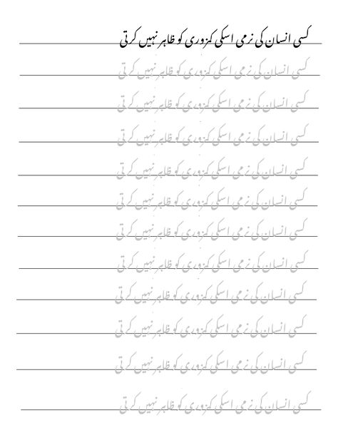 Makes your Urdu handwriting ace. Urdu Handwriting Worksheets, Urdu Writing Styles, Urdu Handwriting Practice, Arabic Handwriting Practice, Urdu Writing Practice, Urdu Phrases, Improve Handwriting Worksheets, Handwriting Practice Sentences, Urdu Handwriting