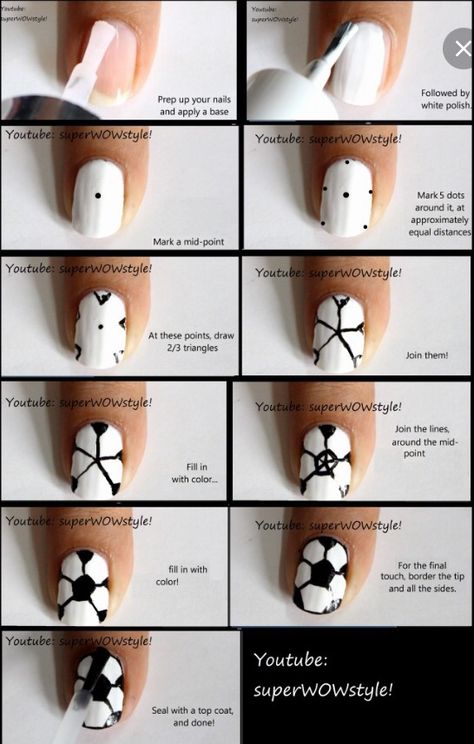 Cute soccer nails Soccer Nails, Football Nail Art, Sports Nails, Football Nails, Kawaii Nail Art, Nails For Kids, Kawaii Nails, Cute Nail Art, Girls Nails