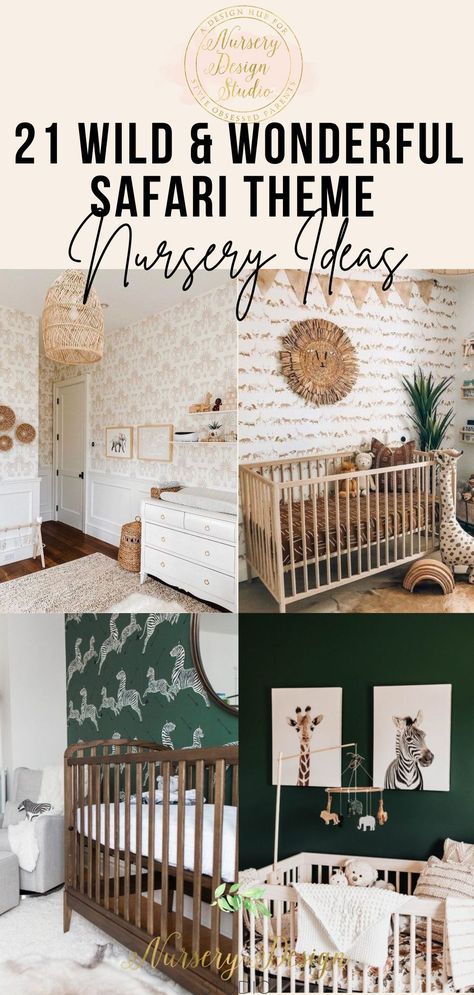 Ahead are 21 wild and wonderful safari nursery ideas so you can introduce your little one to the wonders of the natural world. Safari Nursery Ideas, Safari Nursery Wallpaper, Baby Boy Nursery Safari, Neutral Safari Nursery, Jungle Baby Room, Safari Baby Room, Baby Safari Nursery, Baby Room Closet, Jungle Theme Nursery