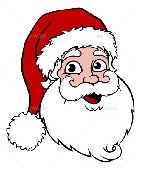 Santa Claus cartoon character Christmas illustration. Used only four colors including white and black and no effects such as gradi Santaclos Drawing, Santa Claus Face, Cartoon Santa, Christmas Santa Claus Drawing, Santa Drawing, Santa Claus Letterhead, Santa Claus Drawing, Santa Klaus, Santa Claus Clipart