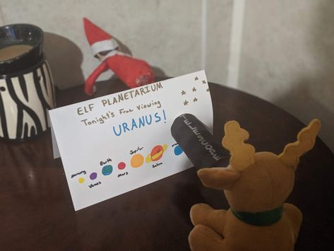 Uranus Elf On The Shelf, Elf Planetarium, Awesome Elf On The Shelf Ideas, Elf Ideas, Bon Bon, Christmas Stuff, Shelf Ideas, On The Shelf, The Elf