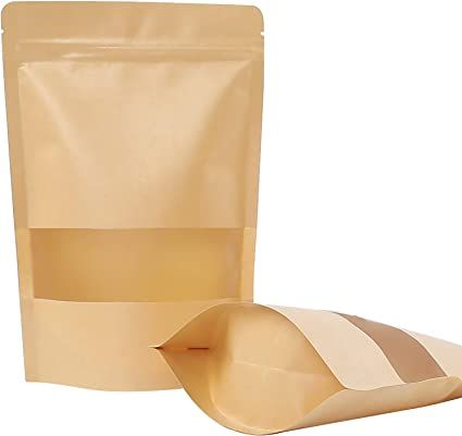 Amazon.com: Moretoes 120pcs Kraft Stand Up Pouches 5.9×8.6 Inches, Ziplock Stand Up Bags with Matte Window, Resealable Bags for Packaging, Heat-Sealable : Home & Kitchen Paper Pouch, Coffee Bags, Retail Bags, Kraft Bag, Pouch Packaging, Food Storage Bags, Airtight Food Storage Containers, Ziplock Bags, Plastic Packaging