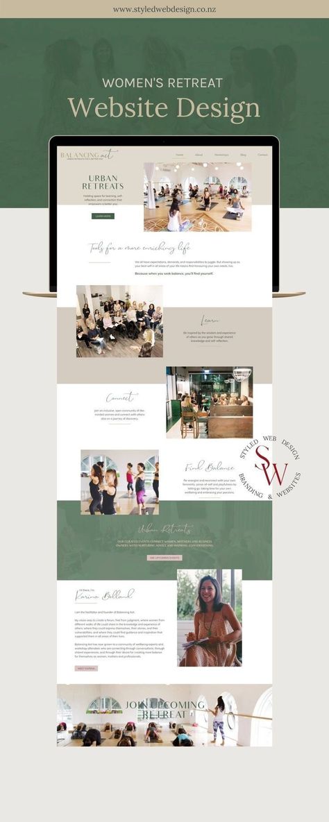 Workshops page design for a wellness brand hat conduct Urban retreats for Women, Mothers & Business owners. She wanted her website design to be design Minimal, Modern & Luxury. This design truly reflects her brand vibe and values, connects with her audience, and is something she can be proud of.⁠ Save this pin for your Inspiration. Retreat Website, Retreats For Women, Web Design Color, E Commerce Website Design, Feminine Web Design, Website Layout Inspiration, Be Design, Women's Retreat, Website Color Palette