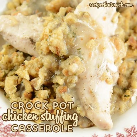 Crock Pot Chicken Stuffing Casserole - Recipes That Crock! Crock Pot Chicken Stuffing, Chicken Stuffing Casserole, Chicken And Stuffing, Chicken Stuffing, Stuffing Casserole, Crock Pot Chicken, Cream Of Celery Soup, Crockpot Pork, Stuffing Recipes