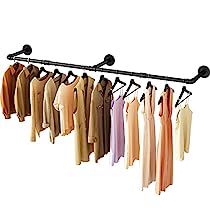 Industrial Pipe Clothing Rack, Wall Mounted Clothing Rack, Pipe Clothes Rack, Long Pipe, Wall Railing, Hanging Clothes Racks, Space Outfit, Garment Rack, Industrial Pipe