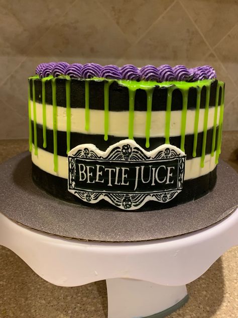 Beetlejuice First Birthday, Beetlejuice Birthday Party Food, Beetle Juice Cake Ideas, Beetlejuice Birthday Party Decorations, Beetle Juice Baby Shower Ideas, Beetle Juice Birthday Party, Beetle Juice Cupcakes, Beetlejuice Birthday Party Ideas, Beetlejuice Birthday Cake