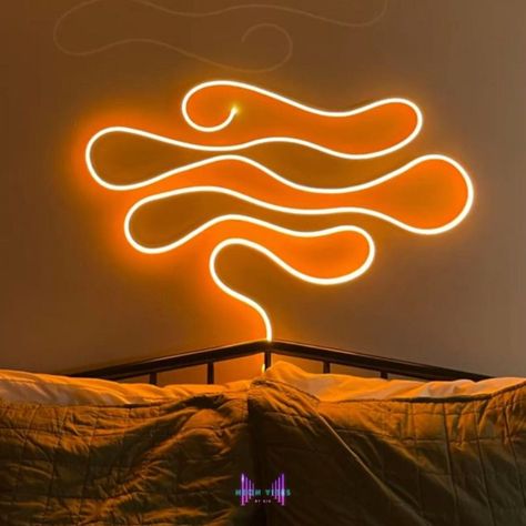 #NeonSigns #BrightIdeas #NeonSignNames #NeonInspiration #NeonRoom #RoomDecor Neon Lights Strips, Neon Strip Lights Design, Curvy Led Light On Wall, Led Strip Wall Art, Led Light Behind Sofa, Led Light Decoration Ideas Bedrooms, Led Light Shapes, Small Led Lights Bedroom, Neon Lights Design Ideas