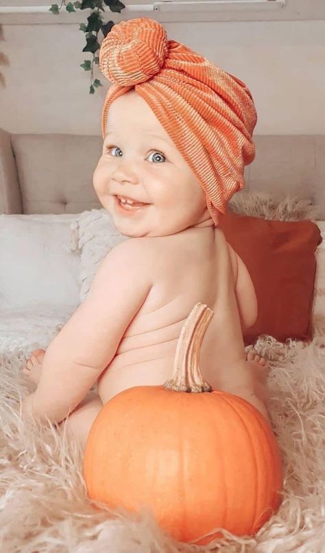 November 6 Month Baby Pictures, Baby Pumpkin Photos, October Baby Pictures, Fall Baby Photoshoot Ideas, Baby Halloween Pictures, Baby Pumpkin Patch Pictures, October Baby Photoshoot, 8 Months Photoshoot Ideas, Fall Infant Photoshoot