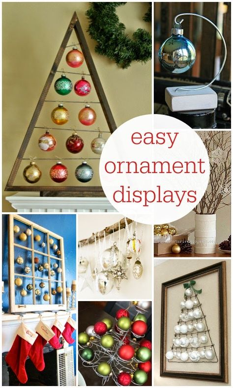 Housewife Eclectic: 10 Creative Ornament Displays Ways To Display Ornaments, Ornament Display Ideas, Swarovski Snowflake, Ornament Tree Display, Display Ornaments, Craft Displays, Egg Display, Large Christmas Ornaments, Easy Ornaments