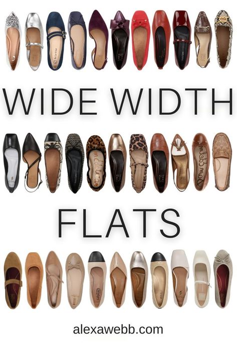 33 Wide Width Flats for Fall - Alexa Webb Red Ballerina Flats, Capsule Style, Navy Ballet Flats, Neutral Flats, Red Ballerinas, Leopard Ballet Flats, Summer Business Casual Outfits, Alexa Webb, Dressy Flats