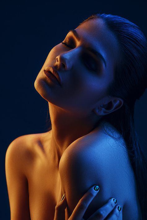 Dawning on Behance Colour Gel Photography, Neon Photoshoot, Low Key Portraits, Neon Photography, Studio Portrait Photography, Art Photography Portrait, Studio Photography Poses, Portrait Lighting, Creative Portrait Photography