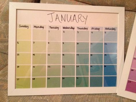 Paint Sample Calendar, Paint Samples Crafts, Paint Chip Crafts, Paint Sample, Paint Chip, Diy Event, Calendar Ideas, Diy Calendar, Printable Calendar Template