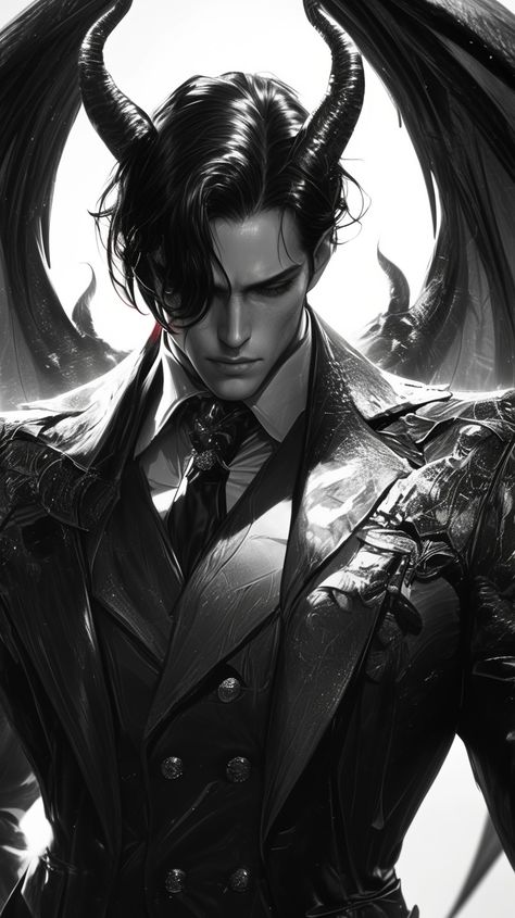 Demon Priest Art, Modern Vampire Male, Lucifer Character Design, Demon Male Art, Vampire Character Design Male, Demon Man Art, Incubus Demon Male, Demon Aestethic Male, Demon With Wings