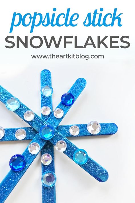 Winter Season Preschool Activities, Quick Easy Crafts For Kids, Preschool Snowflake Craft, January Crafts For Kids Elementary, Snowflake Craft Preschool, Christmas Crafts For Toddlers Preschool, Easy Winter Crafts For Toddlers, Prek Art, Popsicle Stick Snowflake