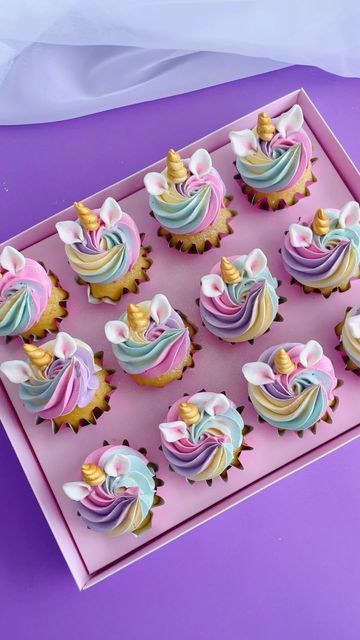 Cupcakes, Cakes & Cookies -Sunshine Coast on Instagram: "Unicorn cupcakes are nearly as good as rainbows 🥰🌈 Thank you to everyone who voted in my stories it was super helpful for directing my content for the year for you guys! I look forward to showing you guys how to make these unicorn cupcakes soon 😍 🦄 🦄 @cakersparadise @loyalbakeware sc 15 @colour.mill colours @moreish.cakes more cuppies @olbaa_cake_box cupcake box Gold spray All available at cakers paradise ✨SUGARBEAR10 for 10% off✨ #unicorncakes #unicorncupcakes #unicornparty #unicornthemeparty #cupcake #cupcakedecorating #cupcakedecoratingvideos #cupcakepiping #cupcakery #pipingtechniques #pipingskills #buttercreampiping #buttercreamicing #pipingreels #sunshinecoast #sunshinecoasthinterland #sunshinecoastcakes #brisban Unicorn Cupcake Birthday Cake, Cupcakes Decoration Theme, Unicorn Cake Cupcake, 5 Birthday Cupcakes, Unicorn And Rainbow Cupcakes, Pink Unicorn Cupcakes, Cupcake Unicorn Cake, Unicorn Rainbow Cupcakes, 6 Cupcake Cake