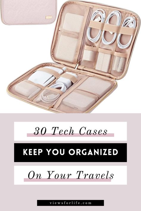 Traveling For Work Tips, Travel Electronics Organizer, Tech Travel Organizer, Cleaning Images, Travel Tech Organizer, Tech Organizer, Tech Kit, Tech Organization, Tech Essentials