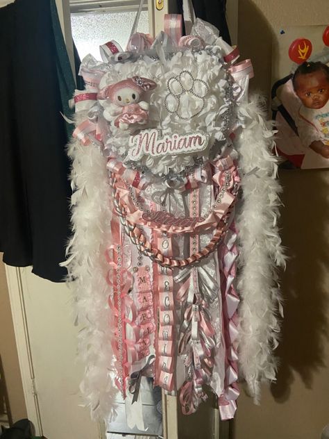 #homecoming #mum #pink #sanrio #senior #hobbylobby Pink Homecoming Mum, Big Homecoming Mums, Pink Sanrio, Homecoming Mums Diy, Pink Homecoming, Homecoming Mums, Senior Year, Homecoming, Prom