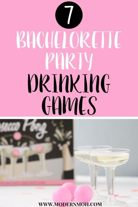 7 funny bachelorette party games to kick off your girls night out. These drinking games are a mix of raunchy/dirty and classy/clean. #funnybachelorettepartygames #bachelorettepartydrinkinggames | modernmoh.com via @modernmoh Drinking Games Bachelorette Party, Funny Bachelorette Party Games, Disney Brunch, Dirty Bachelorette Party Games, Bachelorette Party Games Funny, Bachelorette Party Games Drinking, Bachelorette Diy, Classy Bachelorette Party, Bachelorette Fun