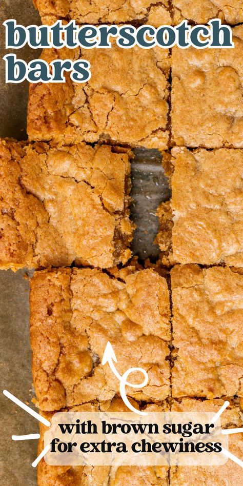 Butterscotch Brownies Recipe, Butterscotch Chip Recipes, Butterscotch Cookie Bars, Cookies With Butterscotch Chips, Butterscotch Desserts, Butterscotch Chip Cookies, Butterscotch Brownies, Butterscotch Recipes, Yellow Cake Mix Recipes