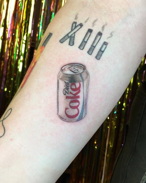 Coke Can Tattoo, Diet Coke Tattoo, Coke Tattoo, Can Tattoo, Diet Coke Can, Coke Can, Food Tattoos, Mouthwatering Food, Biker Tattoos