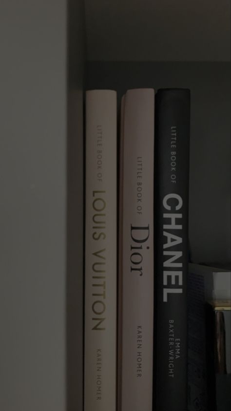 Dior Book Aesthetic, Chanel Book Aesthetic, Louis Vuitton Magazine, Louis Vuitton Book, Dark Book, Dark Minimalist, Chanel Book, Designer Books, Bedroom Ideas For Small Rooms Diy