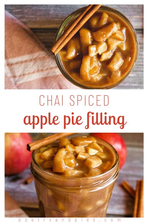 Chai Spiced Apple Pie Filling Chai Spiced Apple Pie, Chai Apple Pie, Chai Pie, Spiced Apple Pie, Jonathan Apples, Apple Chai, Cherry Hand Pies, Chai Spices, Apple Pie Bars