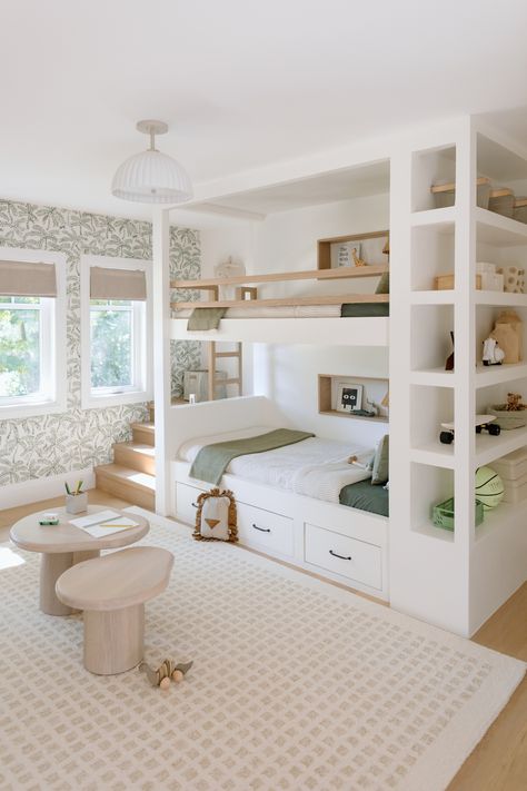 Two Little Monkeys Room With Bunk Beds, Bunk Bed Room, Bunk Bed Rooms, Bunk Beds Built In, Kids Loft, Built In Bunks, Bunk Rooms, Kids Loft Beds, Bunk Bed Designs