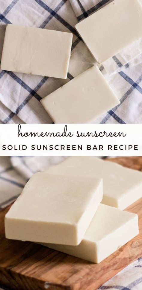 These DIY sunscreen lotion bars are simple to make and made with all-natural ingredients. Having a solid sunscreen bar makes applying sunscreen so much easier, especially for the face. #homemadesunscreen #sunscreenrecipe #sunscreenlotionbar #naturalsunblockrecipe #solidsunscreen Diy Sunscreen Lotion, Natural Sunscreen Recipe, Lotion Bar Recipe, Sunscreen Recipe, Lotion Bars Diy, Applying Sunscreen, Lotion Bars Recipe, Lotion Recipe, Diy Lotion