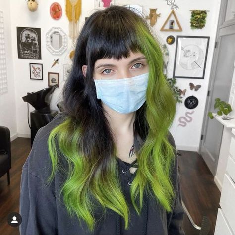 Block Dyed Hair, Purple Hair Highlights, Color Block Hair, Split Dyed Hair, Slime Time, Dyed Hair Inspiration, Alternative Hair, Haircut And Color, Hair Color And Cut