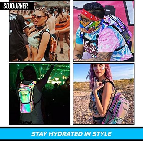 Rave Hydration Pack Hydropack Hydro for Hiking, Running, Biking, Festival Gear Brand SoJourner Bags Color Holographic - Silver Material Water Resistant Sport Type Hiking Item Weight 13 Ounces Dogs Camping, Water Backpack, Holographic Blue, Water Bladder, Festival Essentials, Hydration Backpack, Pack Backpack, Festival Gear, Hydration Pack