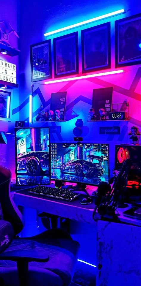 Teen Boy Gamer Bedroom, Boys Gamer Bedroom, Aesthetic Gaming, Gamer Bedroom, Gaming Desk Setup, Best Gaming Setup, Cloud Lamp, Pc Gaming Setup, Cloud Lights