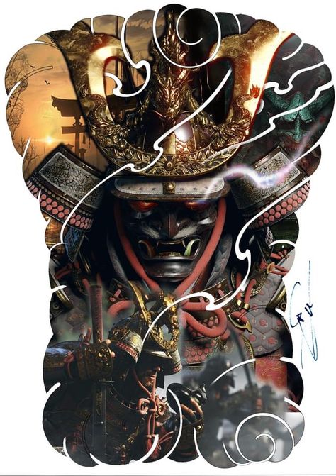 Full Back Tattoos For Men Japanese, Fullback Tattoo Design, Samurai Back Tattoo, Japanese Shogun, Fullback Tattoo, Shogun Tattoo, Samurai Mask Tattoo, Japanese Warrior Tattoo, Samurai Tattoo Sleeve