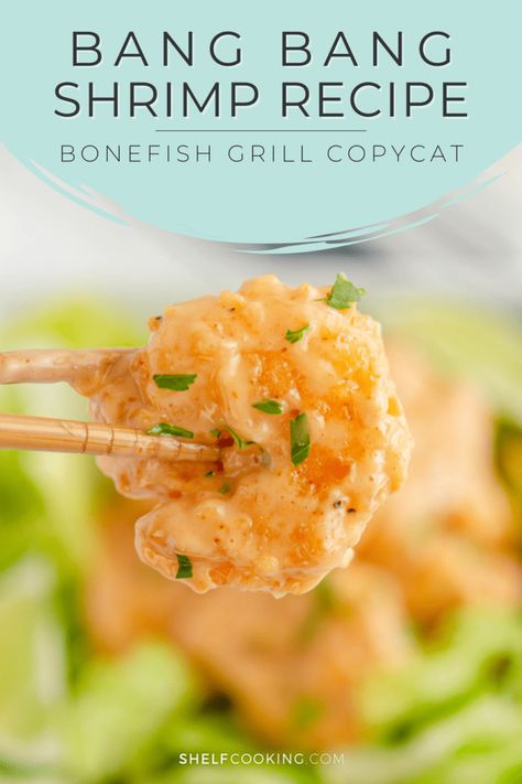 Craving Bang Bang Shrimp from Bonefish Grill but not the over-priced check? Make it yourself at home with this Bang Bang Shrimp copycat recipe! It's finger-licking good and is a fraction of the cost. Grilled Bang Bang Shrimp, Steak'ems Recipes, Healthy Bang Bang Shrimp, Asian Thanksgiving, Shrimp Recipe Easy, Shelf Cooking, Bang Bang Shrimp Recipe, Bonefish Grill, Bang Bang Shrimp