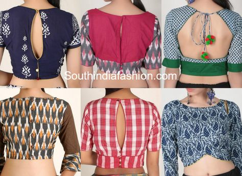 20 Stylish Cotton Saree Blouse Designs! Print Blouse Design, Cotton Blouse Pattern, Kalamkari Blouse Designs, Neck Patterns, Kalamkari Blouse, Blouse Designs High Neck, Cotton Saree Blouse Designs, Cotton Blouse Design, Blouse Designs Catalogue