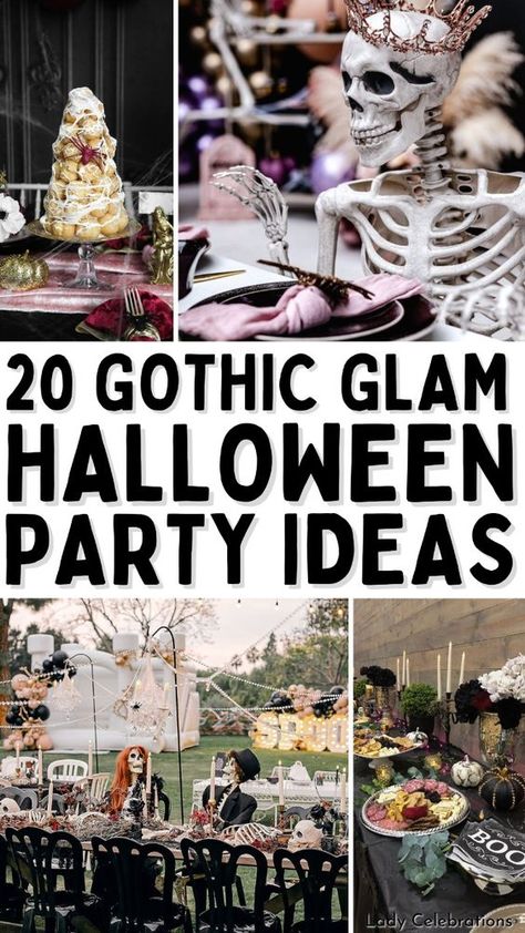 Halloween parties are so much fun, and if you’re looking to host a party that stands out from the usual spooky fare, it’s time to go glam.

Lets check out why glam Halloween party ideas are fantastic and share some dazzling tips to help you plan the perfect event.

A glamorous Halloween party combines the eerie and the elegant, creating an unforgettable experience for your guests. | Lady Celebrations | Gothic Glam Halloween Party Aesthetic Spooky Slumber Party Ideas, Boujee Halloween Party, Upscale Halloween Party, Gothic Garden Party, Gothic Party Ideas, Goth Birthday Ideas, Halloween Party 2024, Goth Birthday Party Ideas, Spooky Spa